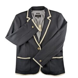 Talbots Blazer Jacket Ivory Trim Gold Buttons Career Office‎ Coat Size 14